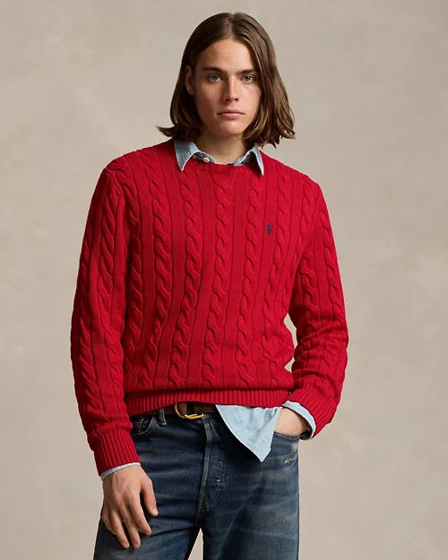 Ralph Lauren| Pull en coton torsadé Rouge