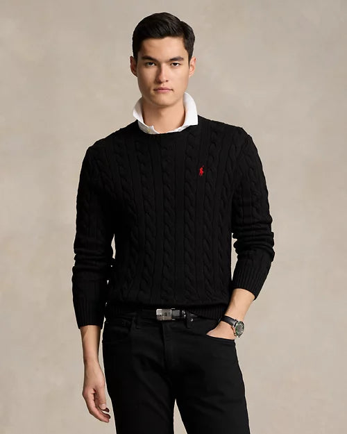 Ralph Lauren| Pull en coton torsadé Noir
