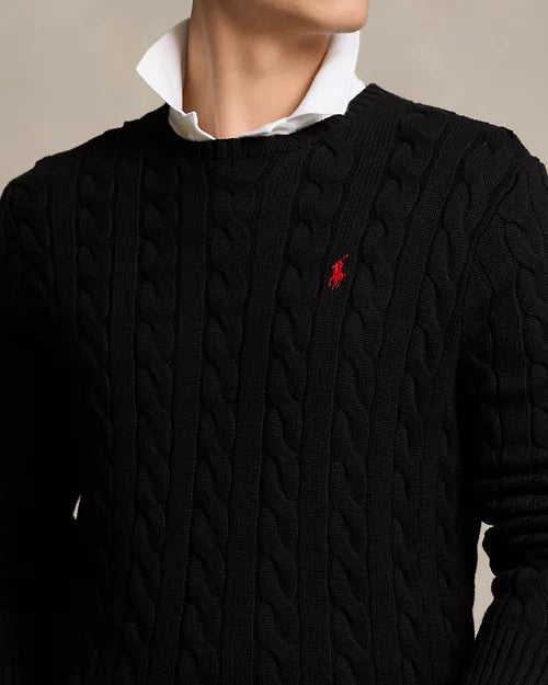 Ralph Lauren| Pull en coton torsadé Noir
